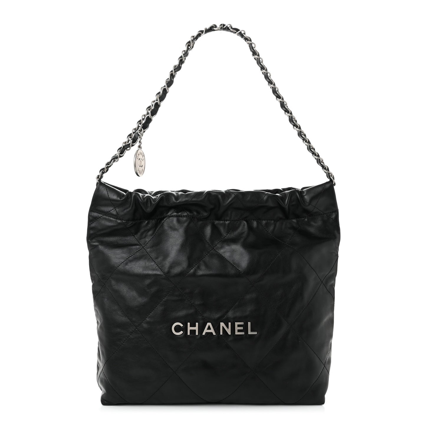 Shiny Calfskin Quilted Small Chanel 22 Black