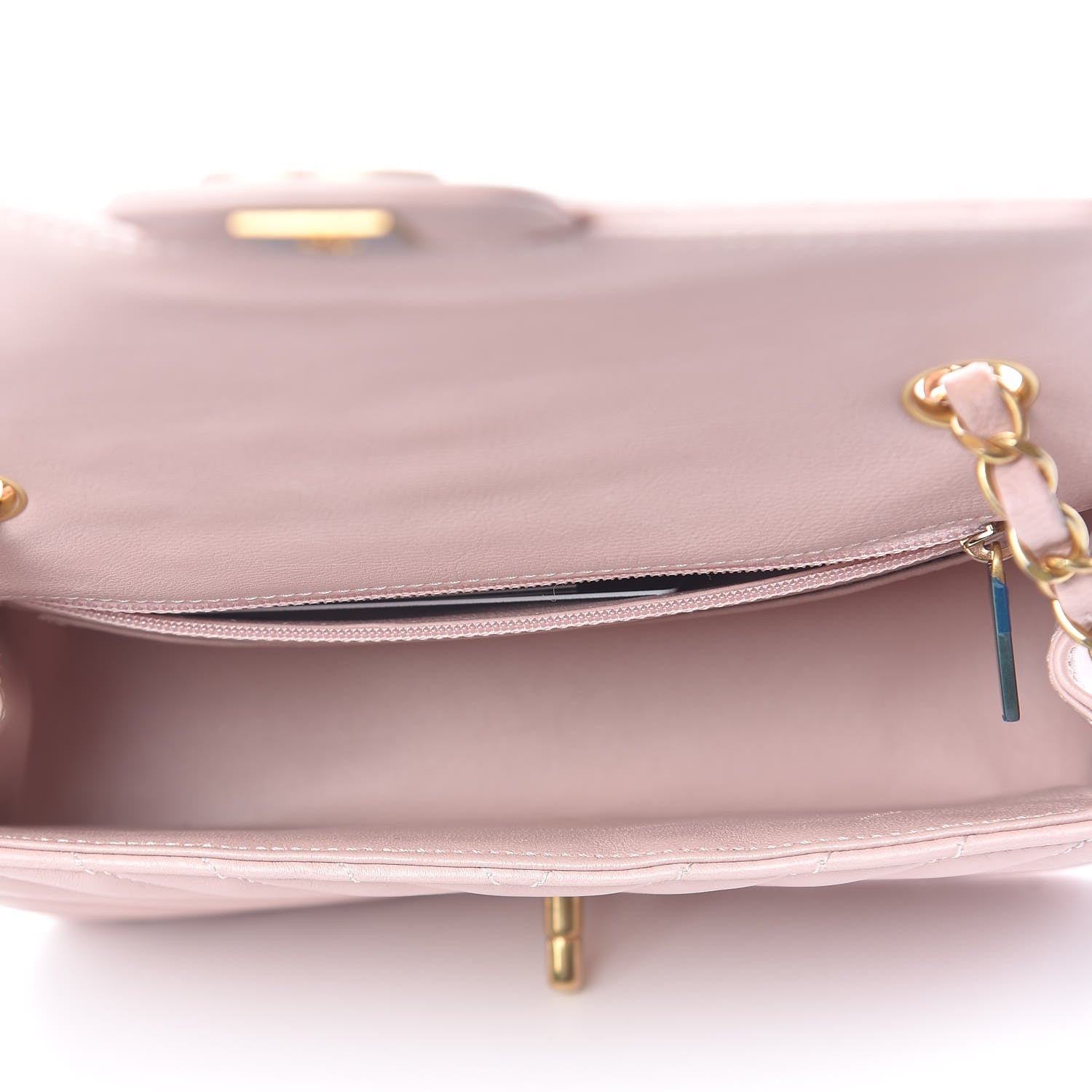 Chanel Calfskin Chevron Quilted Mini Rectangular Flap Light Pink 5 of 12