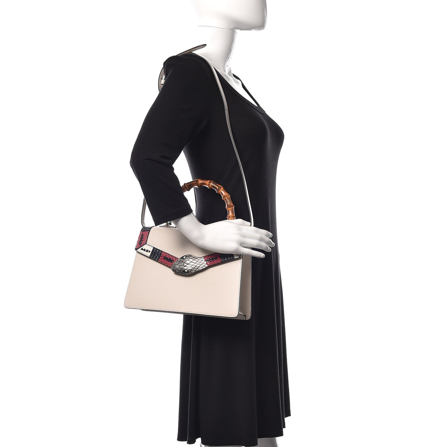 Calfskin Snakeskin Small Lilith Top Handle Bag White