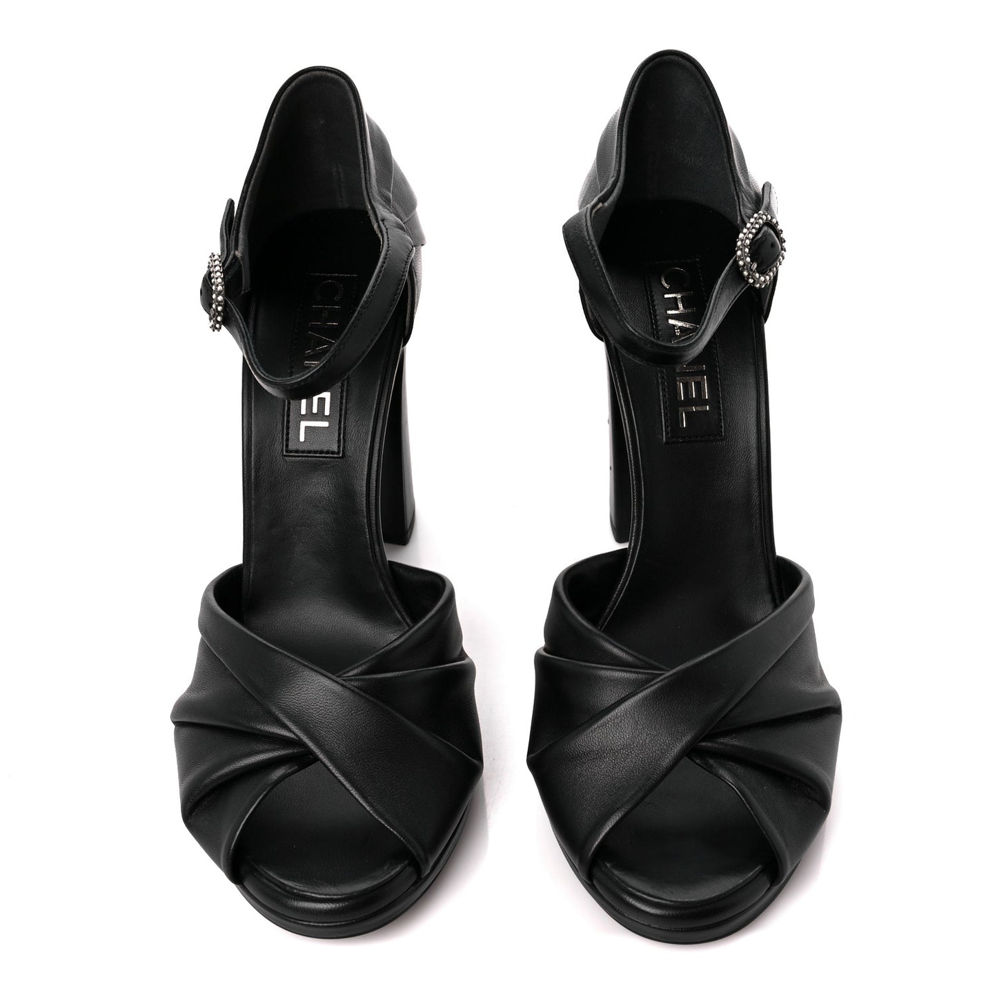 Lambskin Pearl CC Sandals 39.5 Black