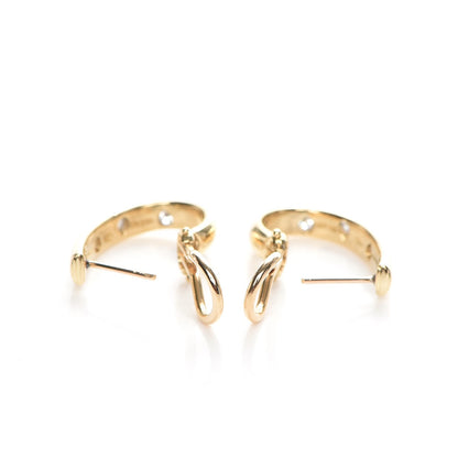 Tiffany 18K Yellow Gold Platinum Diamond Etoile Half Hoop Earrings 3 of 6