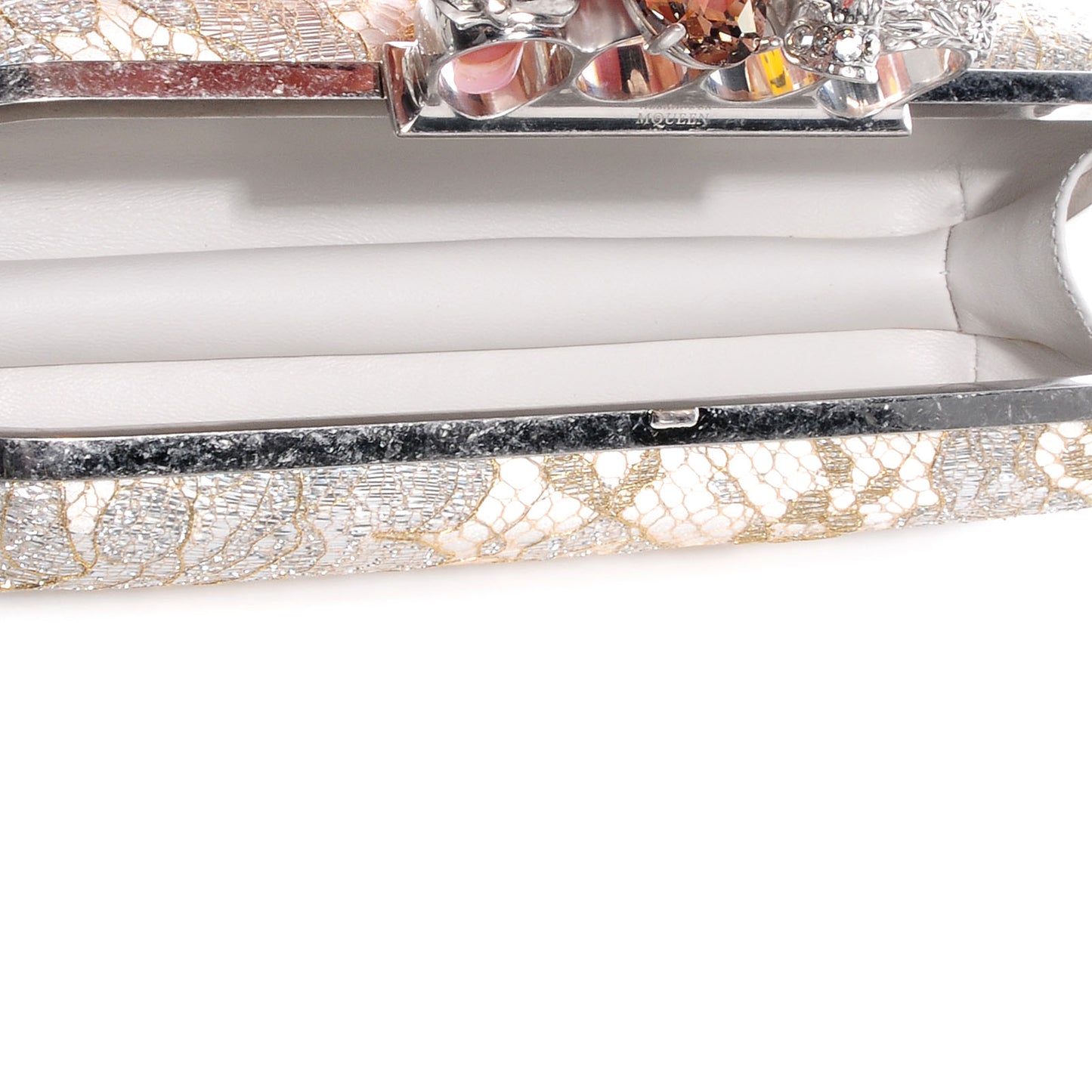 Lake Tulip Lace Knuckle-Duster Clutch Bag Silver