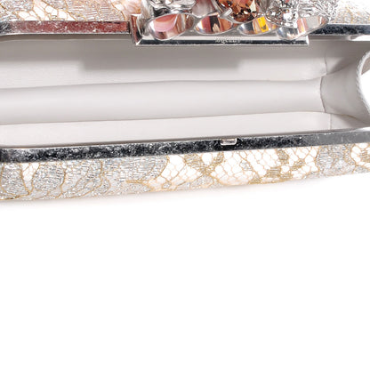 Alexander McQueen Lake Tulip Lace Knuckle-Duster Clutch Bag Silver 5 of 15