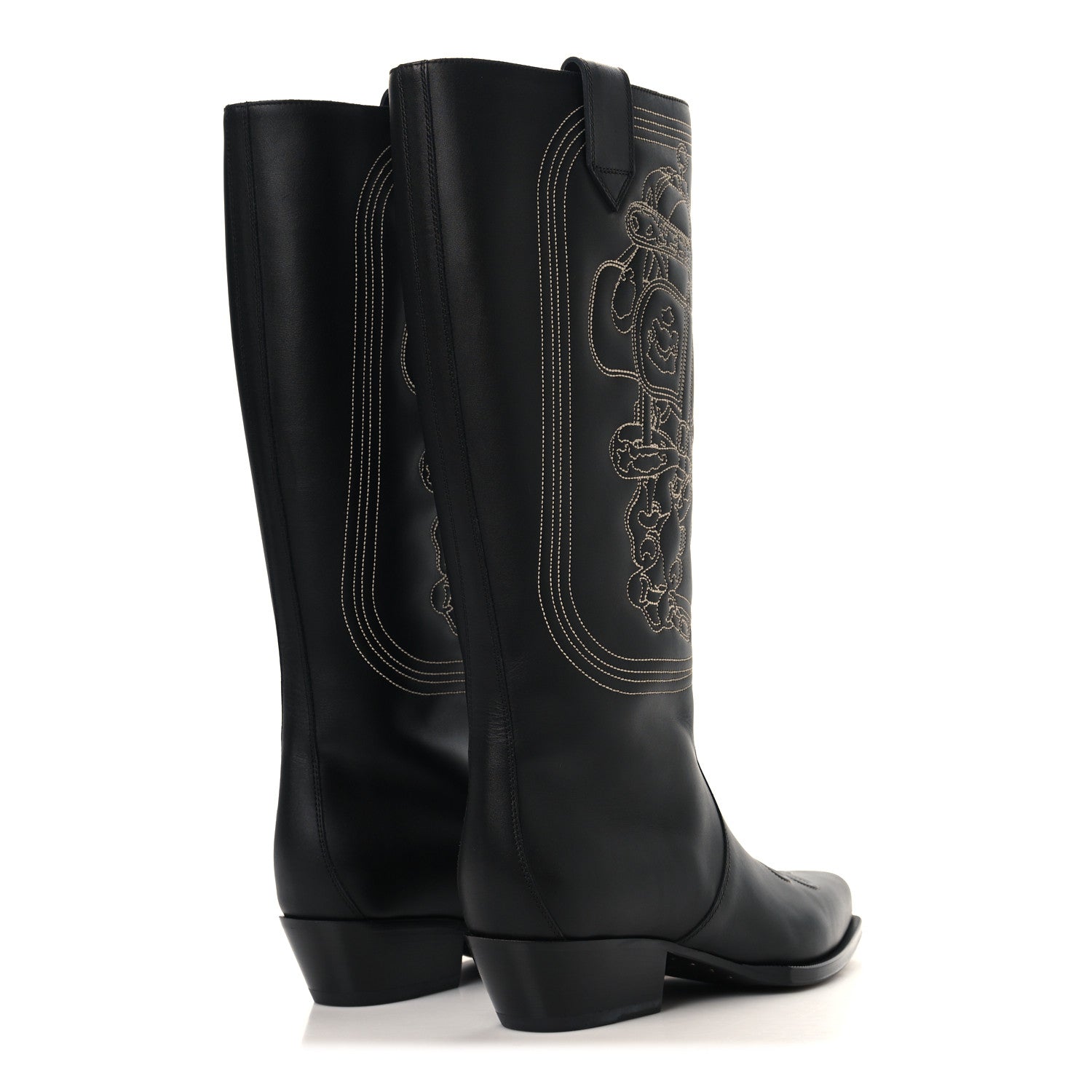 Hermes Calfskin Folk 35 Boots 38.5 Black 4 of 7