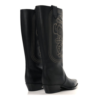 Hermes Calfskin Folk 35 Boots 38.5 Black 4 of 7