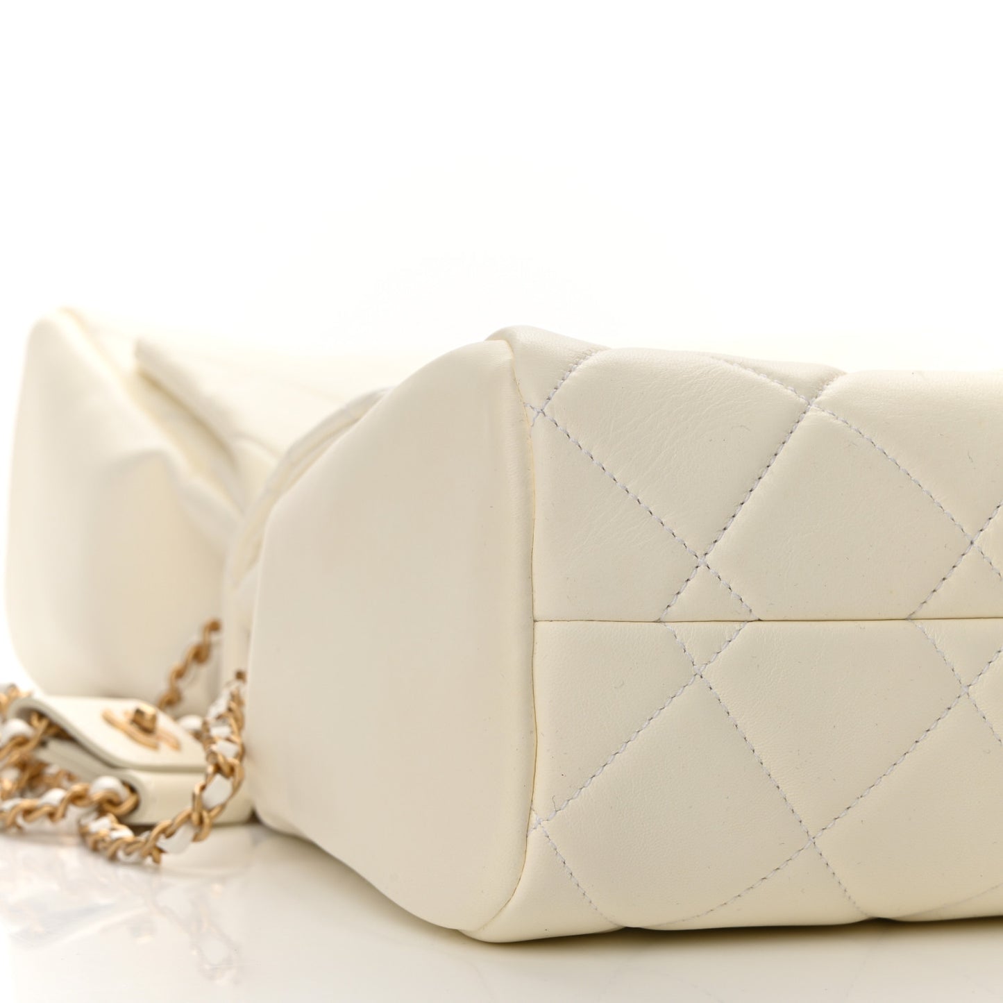 Lambskin Quilted Large Side-Packs White