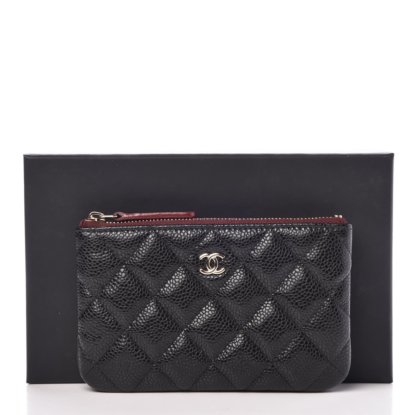 Caviar Quilted Small Cosmetic Case Black