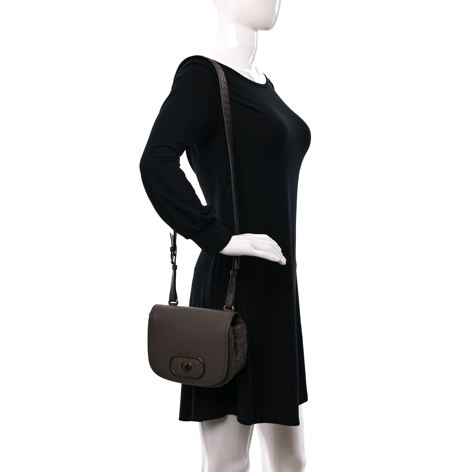 Bottega Veneta Nappa Intrecciato BV Luna Shoulder Bag New Steel 2 of 9