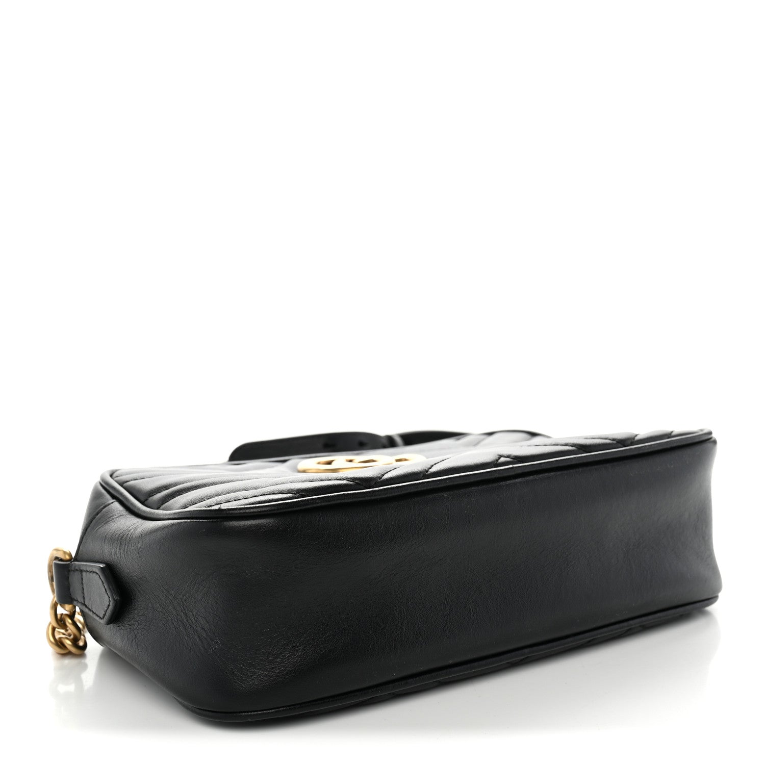 Gucci Calfskin Matelasse Small GG Marmont Chain Shoulder Bag Black 4 of 10