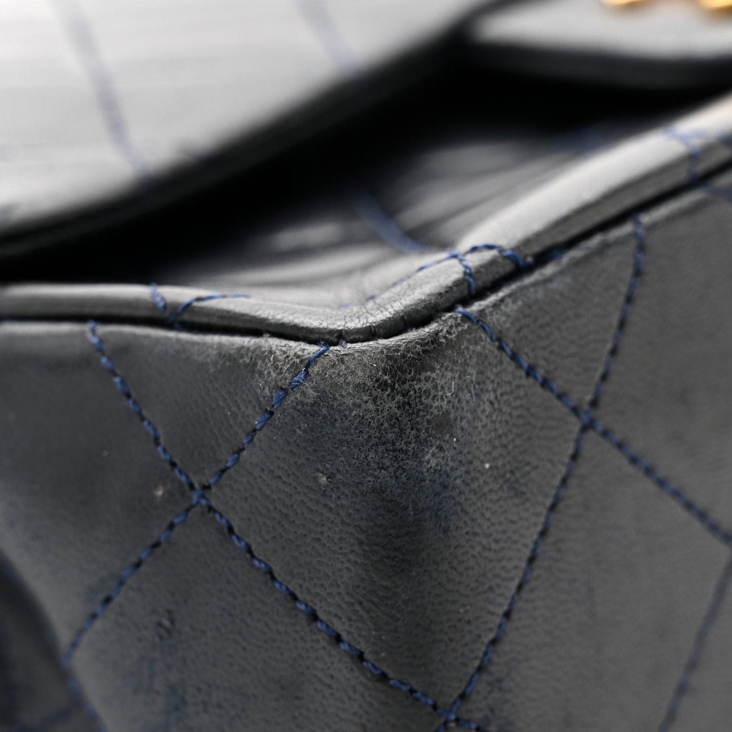 Lambskin Quilted Small Double Flap Navy