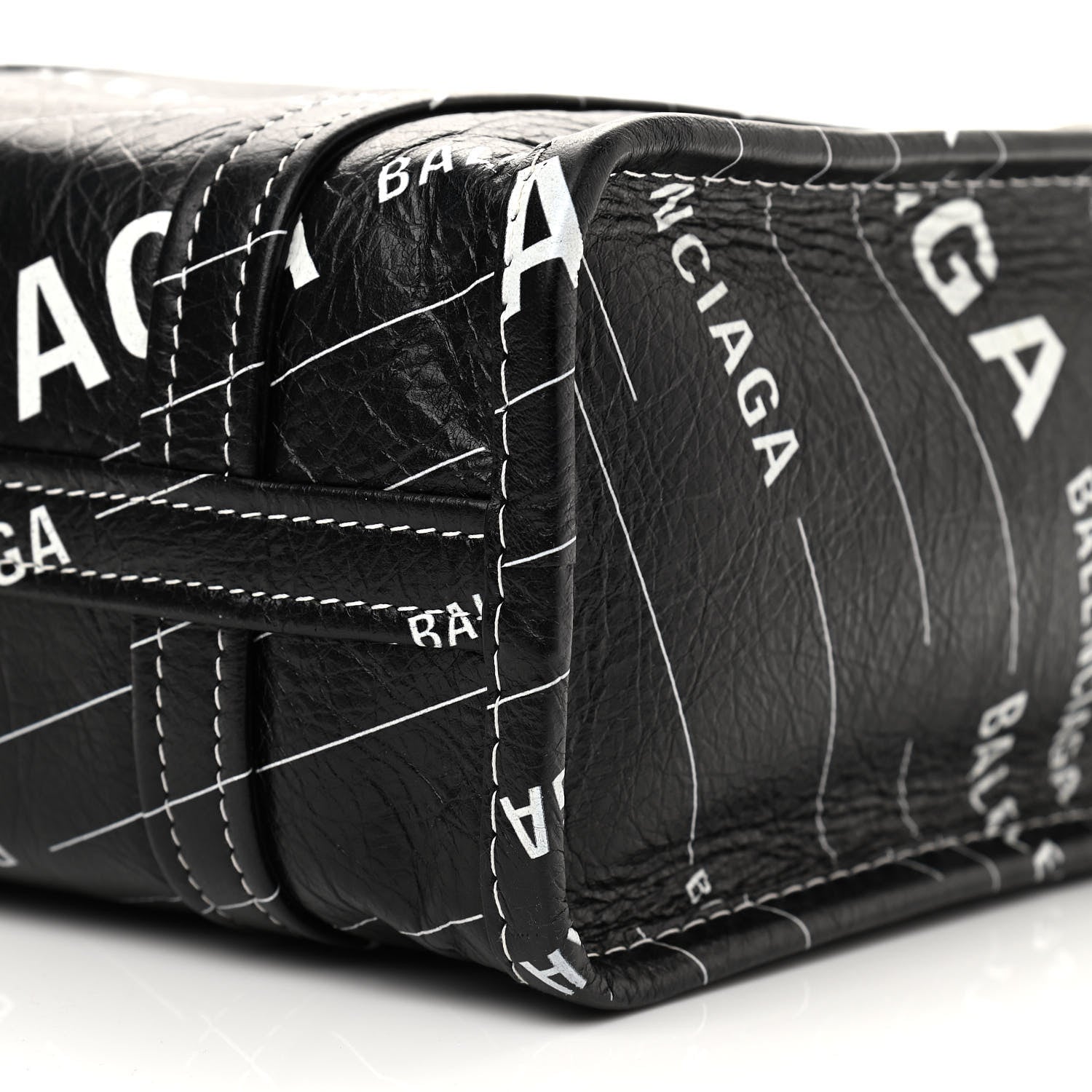 Balenciaga Agneau Arena Logo Multicolor Print XS Bazar Shopper Tote Black White 9 of 9