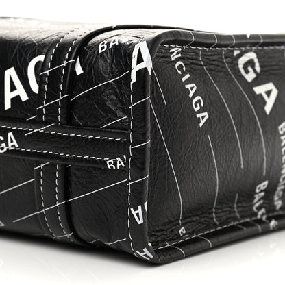 Balenciaga Agneau Arena Logo Multicolor Print XS Bazar Shopper Tote Black White 9 of 9