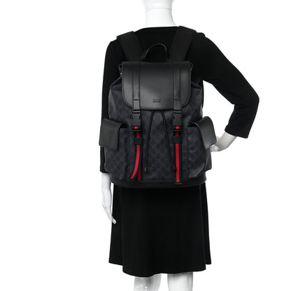 Gucci Soft GG Supreme Monogram Calfskin Web Double Buckle Backpack Black 2 of 10