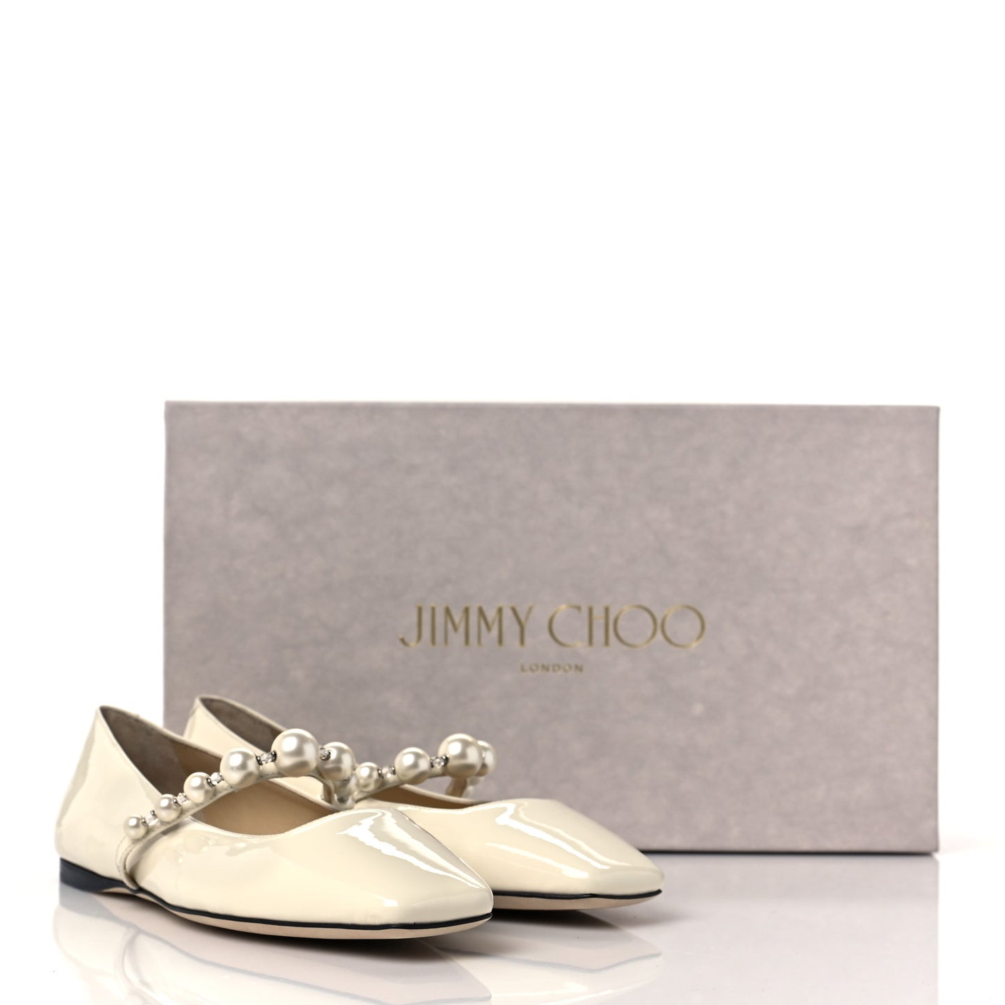 Patent Pearl Ade Mary Janes Flat 35 Latte White