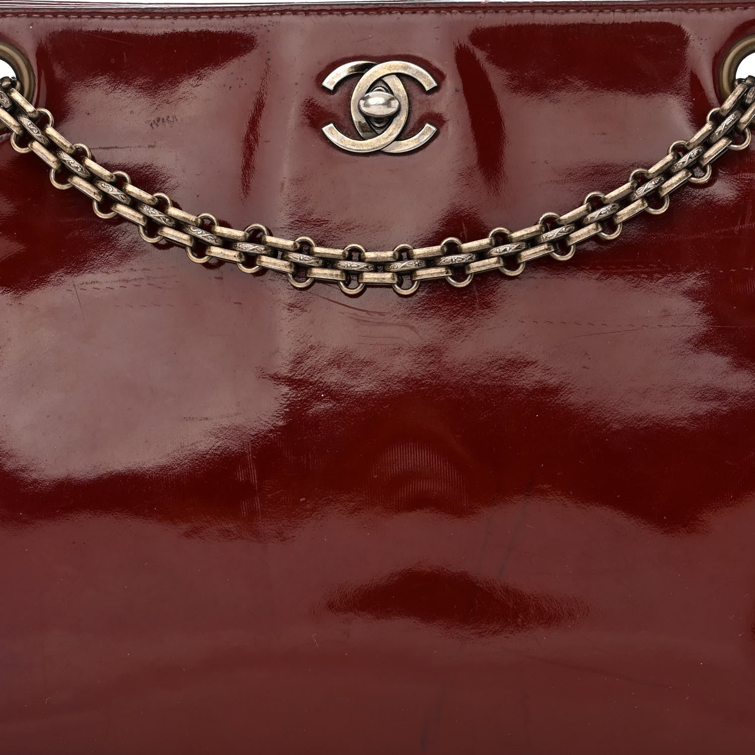 Chanel Patent Bijoux Chain Shoulder Bag Rust Red 9 of 15