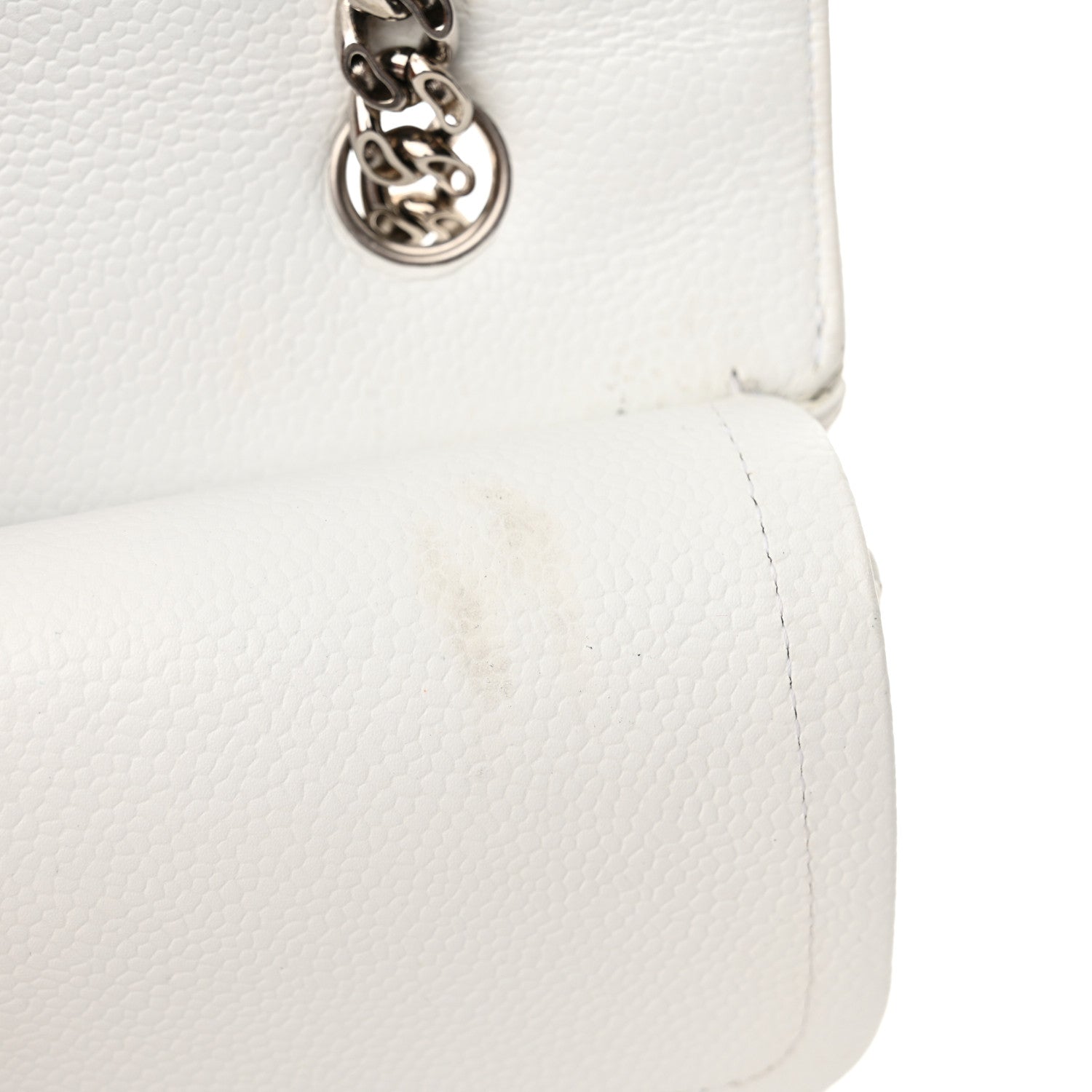 Chanel Caviar Quilted Medium Double Flap Bijoux Chain White 17 of 26