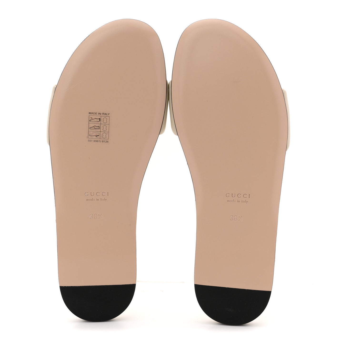 Nappa Matelasse GG Marmont Flat Slide Sandals 38.5 New Ivoire
