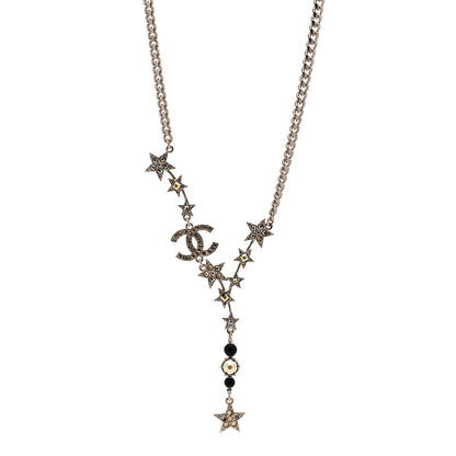 Chanel Crystal Pearl CC Star Necklace Gold Orange 1 of 6
