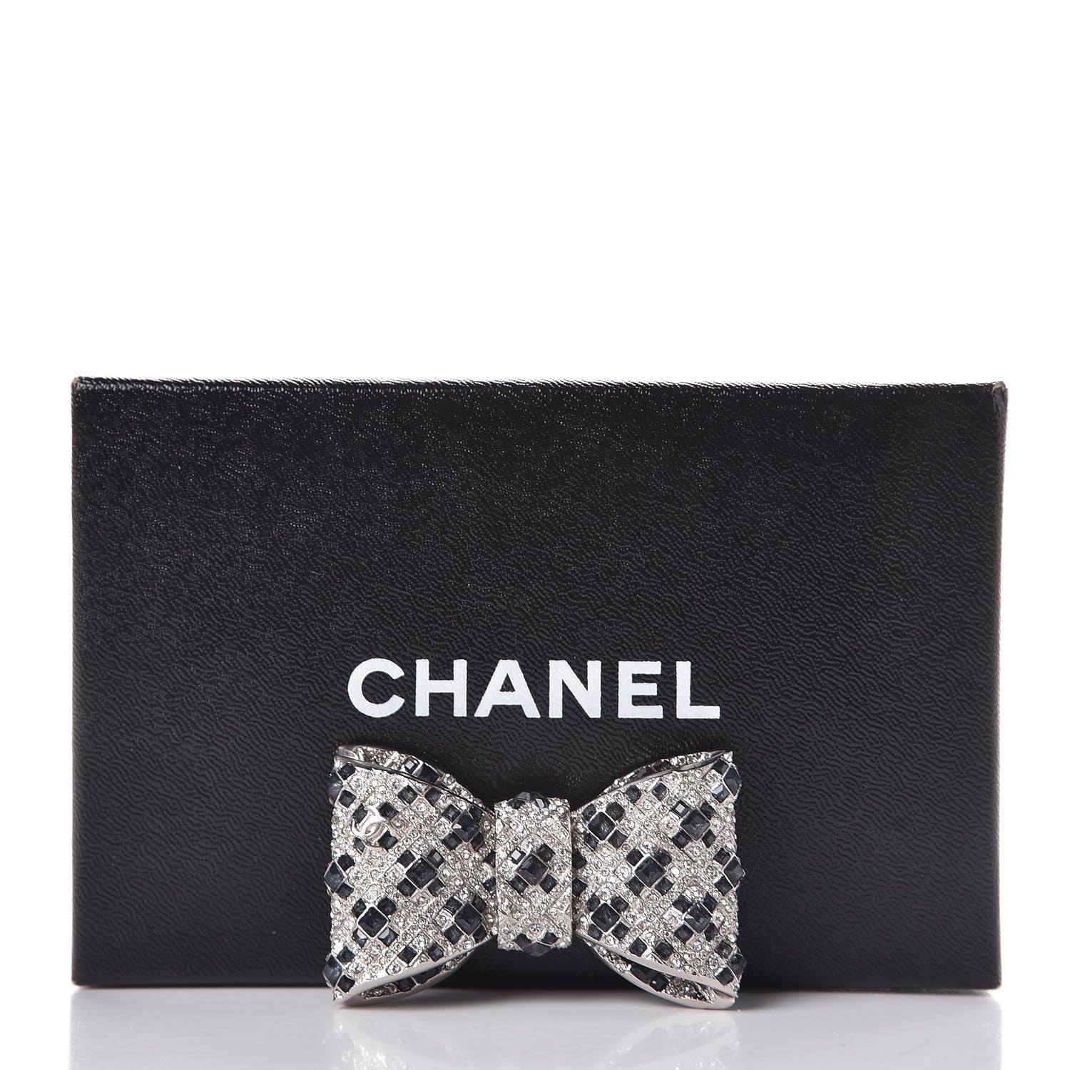 Chanel Ruthenium Crystal CC Bow Brooch Black 5 of 5