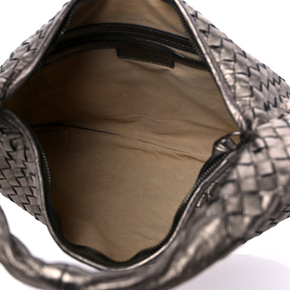 Bottega Veneta Metallic Nappa Intrecciato Medium Veneta Hobo Pewter 4 of 5