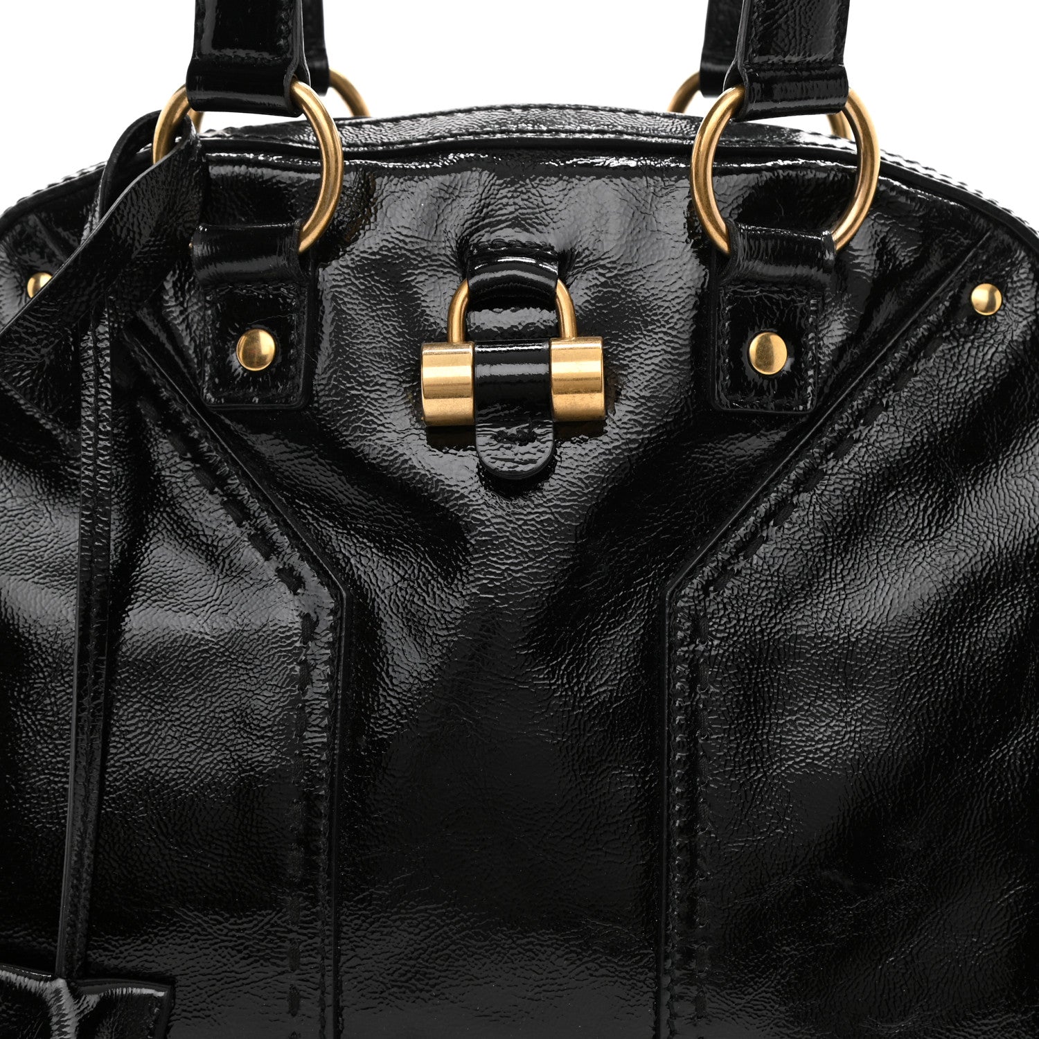 Saint Laurent Textured Patent Calfskin Medium Muse Black 15 of 20