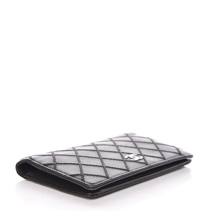 Chanel Calfskin Diamond Stitched Yen Wallet Black 4 of 14