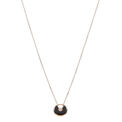 Cartier 18K Pink Gold Diamond Black Onyx XS Amulette de Cartier Pendant Necklace 1 of 7