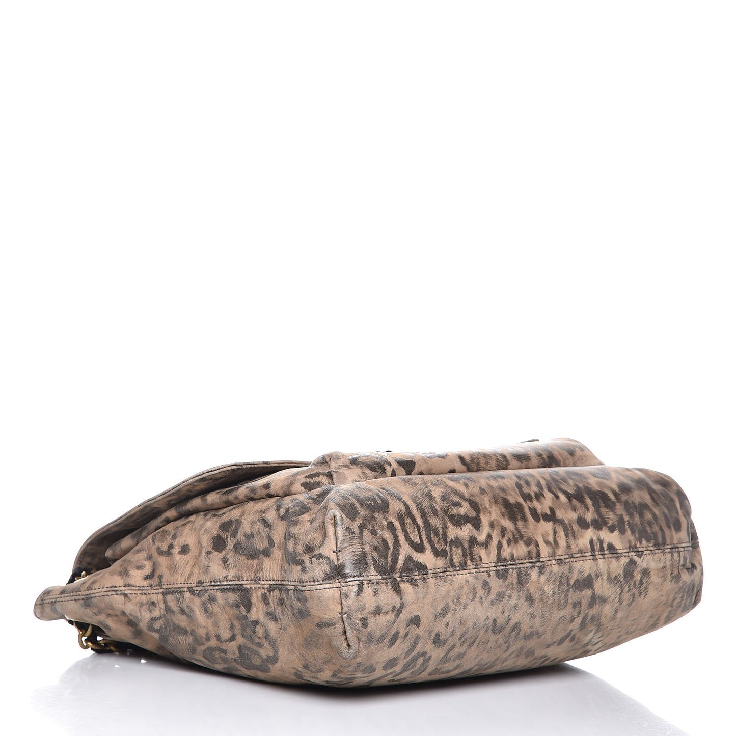 Nubuck Leopard Print Large Happy Shoulder Bag