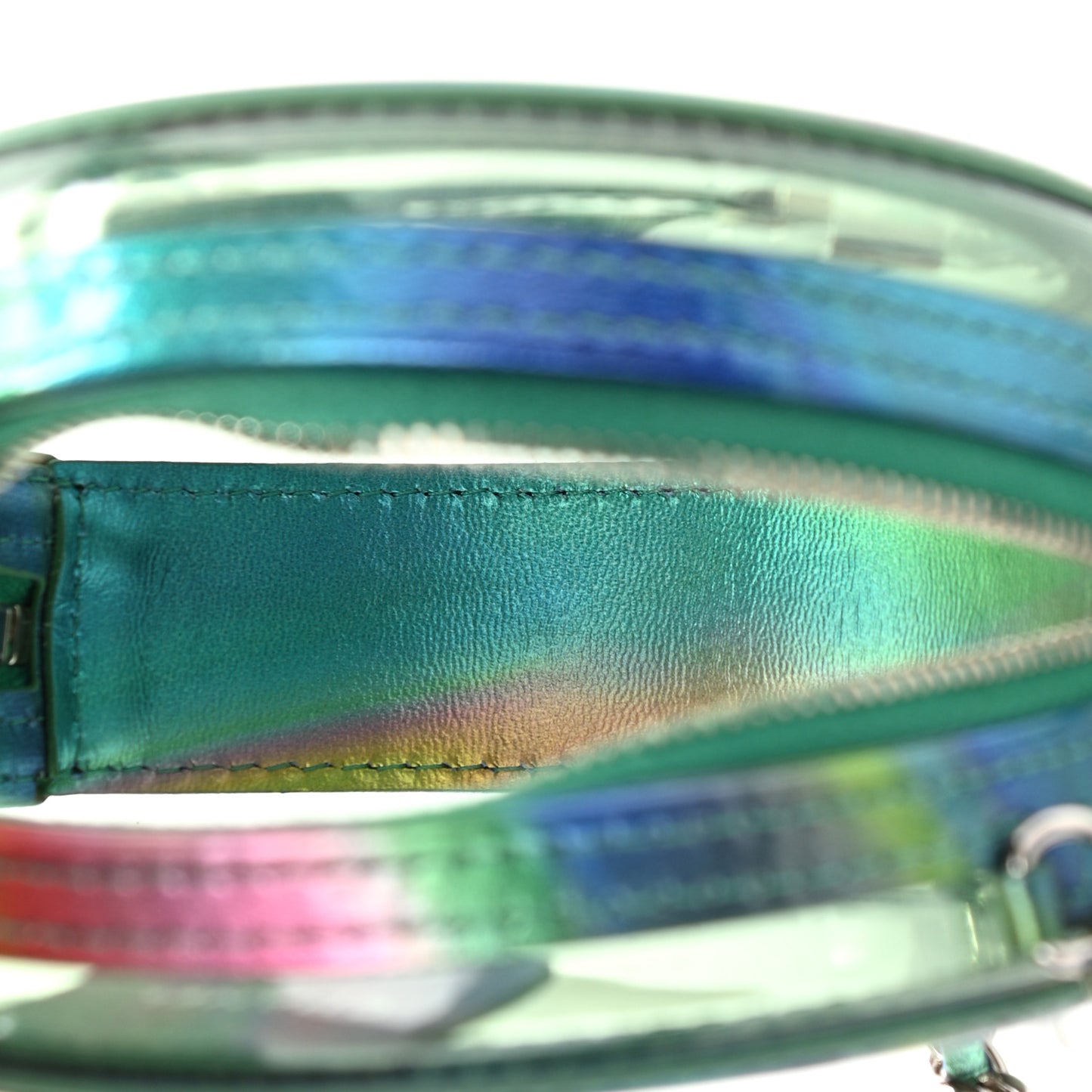 PVC Calfskin Lambskin Quilted Round Filigree Clutch With Chain Green