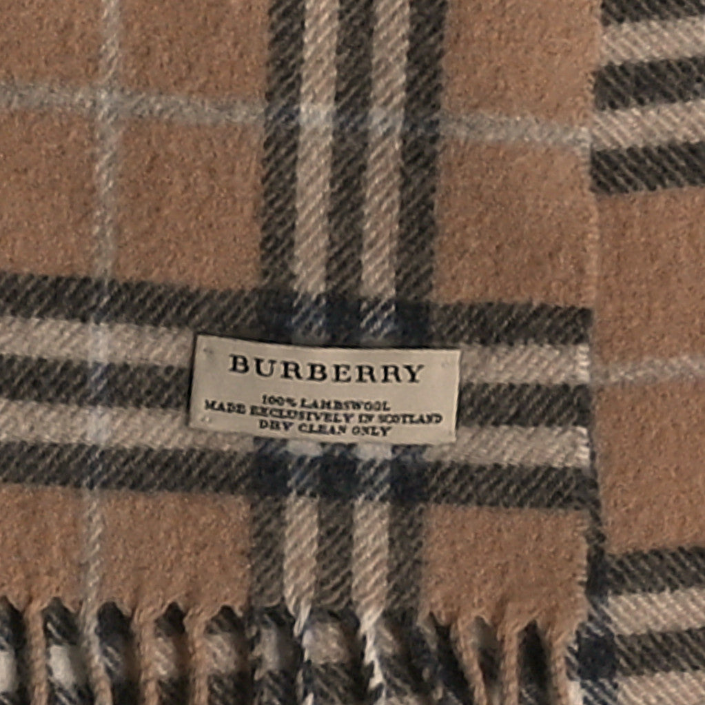 Wool Check Scarf Brown