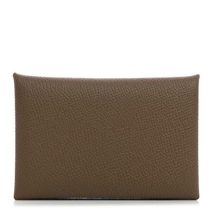 Hermes Epsom Calvi Card Case Etoupe 1 of 8