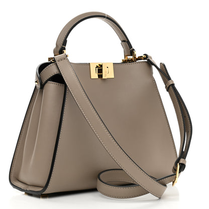Fendi Vitello Tahiti Burro Medium Peekaboo Iconic Essentially Satchel Tortora Black 3 of 10