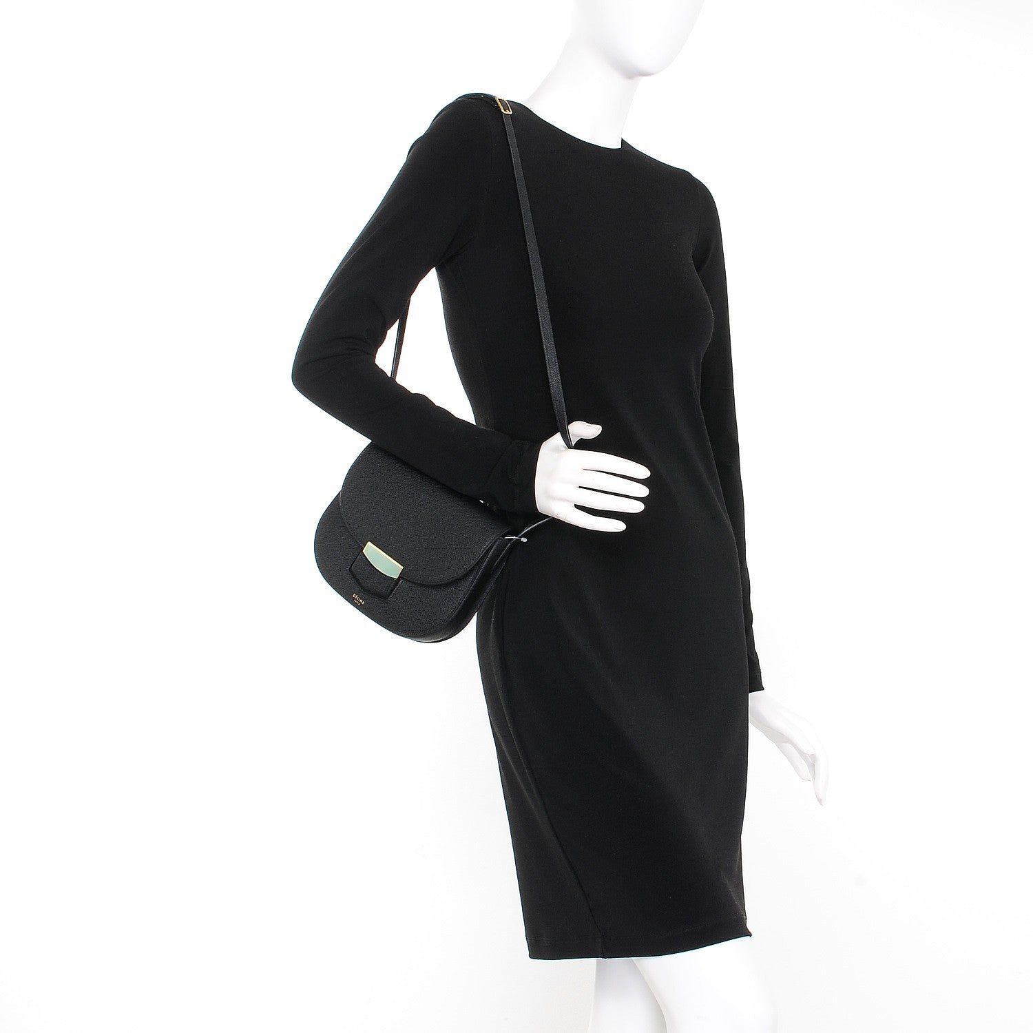 Celine Grained Calfskin Small Trotteur Black 2 of 7