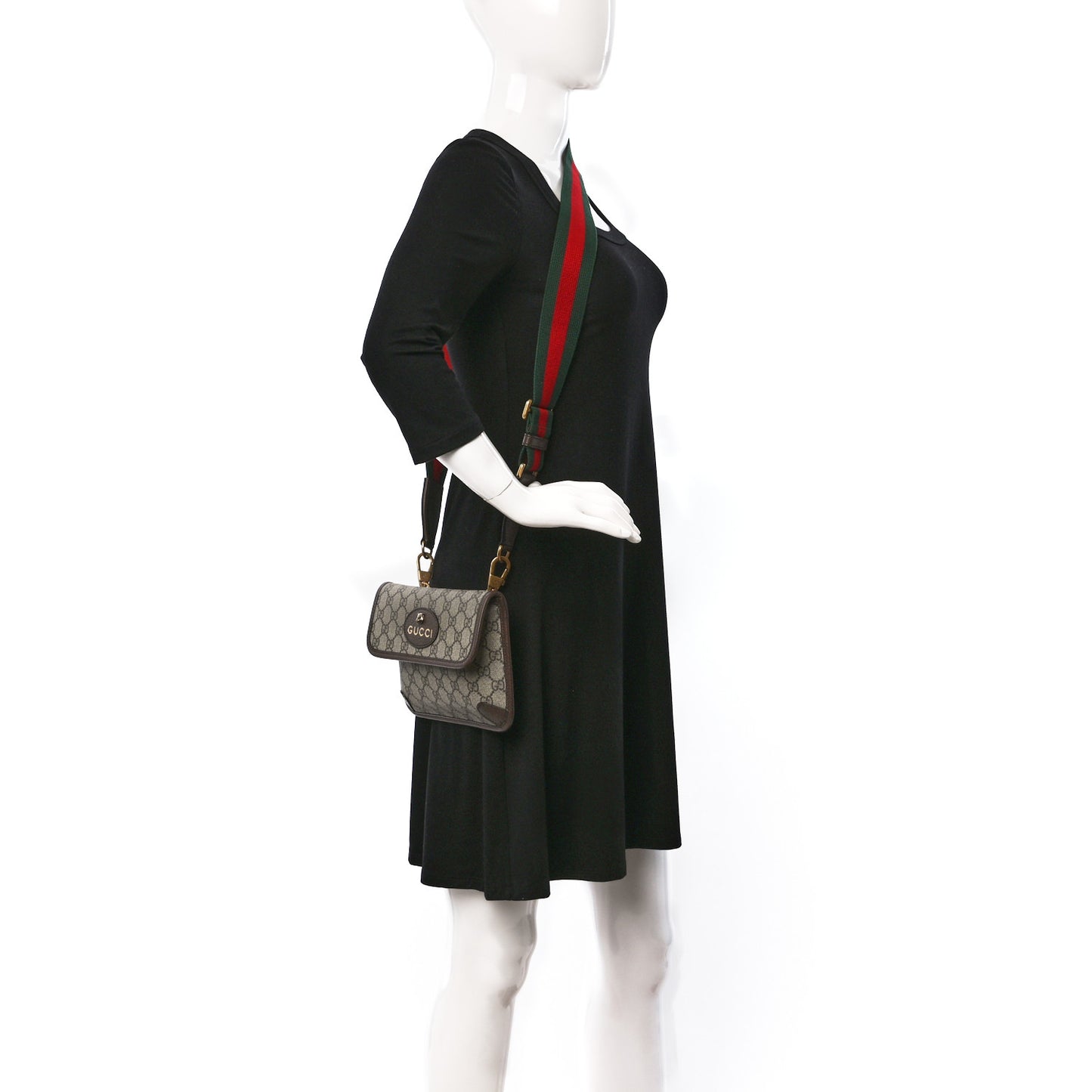GG Supreme Web Totem Three Piece Monogram Shoulder Bag Dark Brown