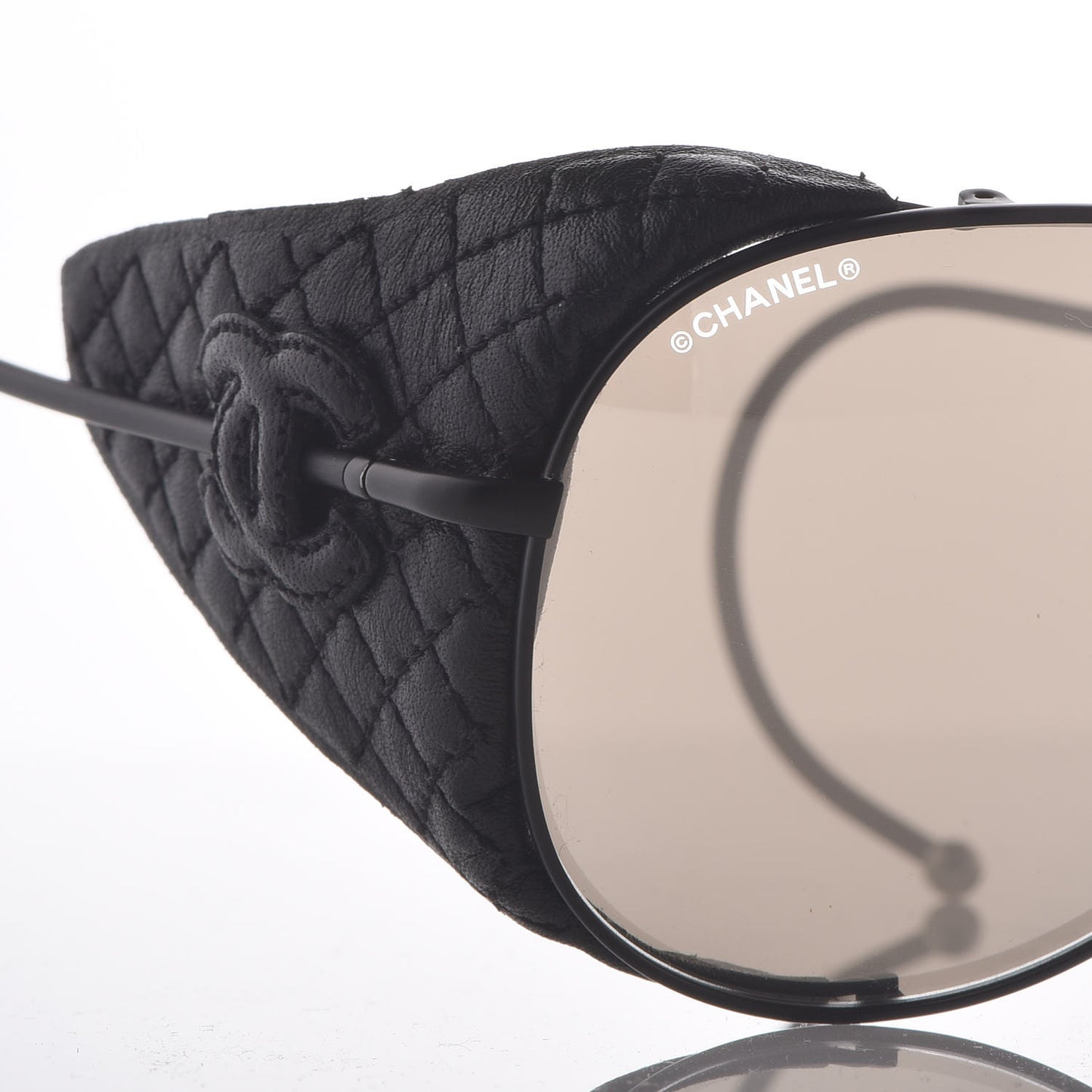 Titanium Lambskin CC Pilot Sunglasses 71265 Black