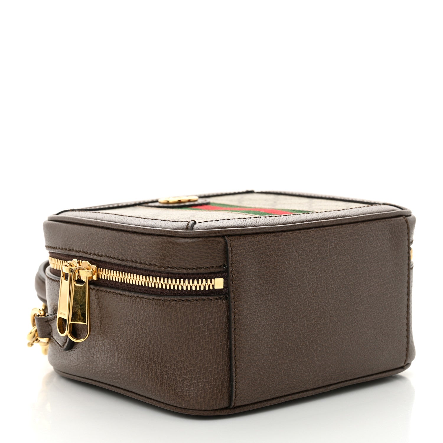 Gucci GG Supreme Monogram Textured Dollar Calfskin Mini Ophidia Top Handle Square Shoulder Bag Beige Ebony New Acero 4 of 10
