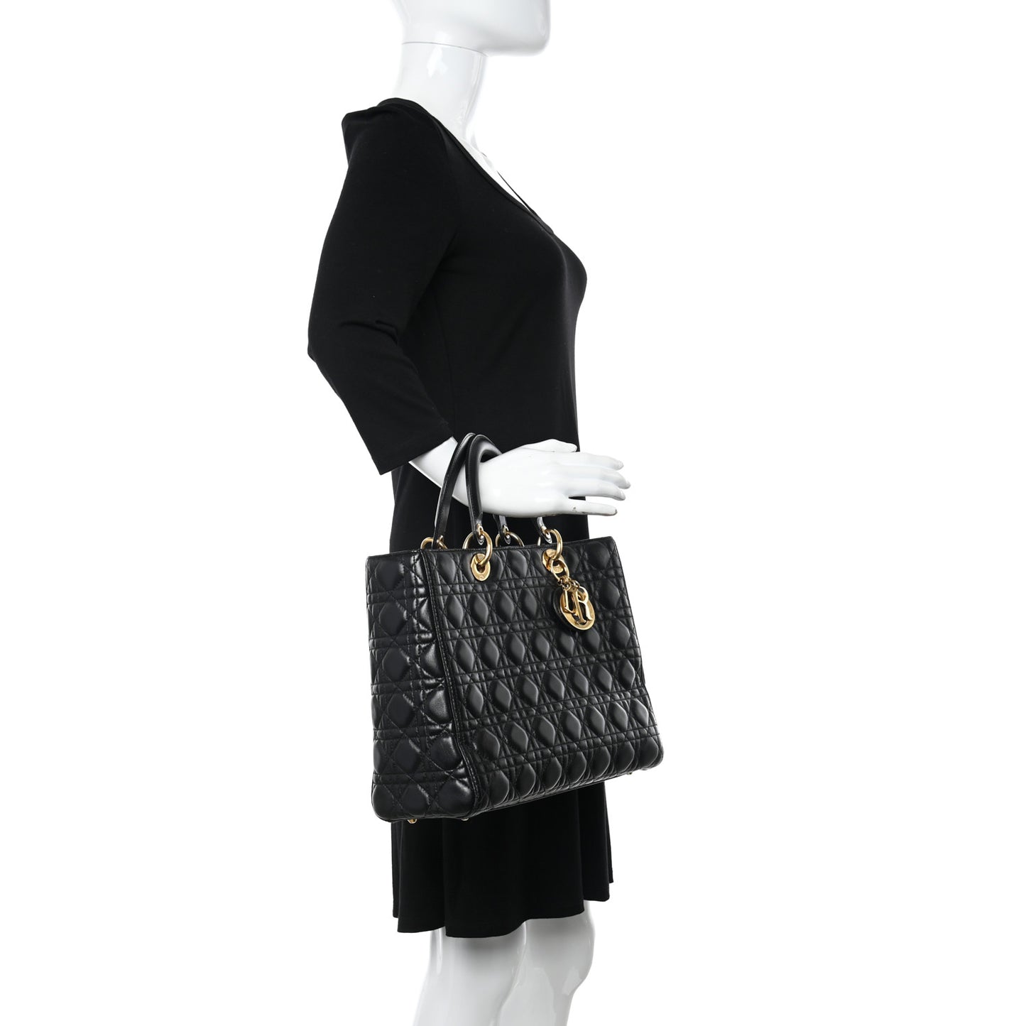 Lambskin Cannage Large Lady Dior Black