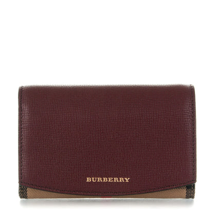 Burberry Grainy Calfskin House Check Wellington Wallet Mahogany Red 1 of 8