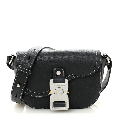 Christian Dior Grained Calfskin Saddle Messenger Bag With Strap Black 1 of 12