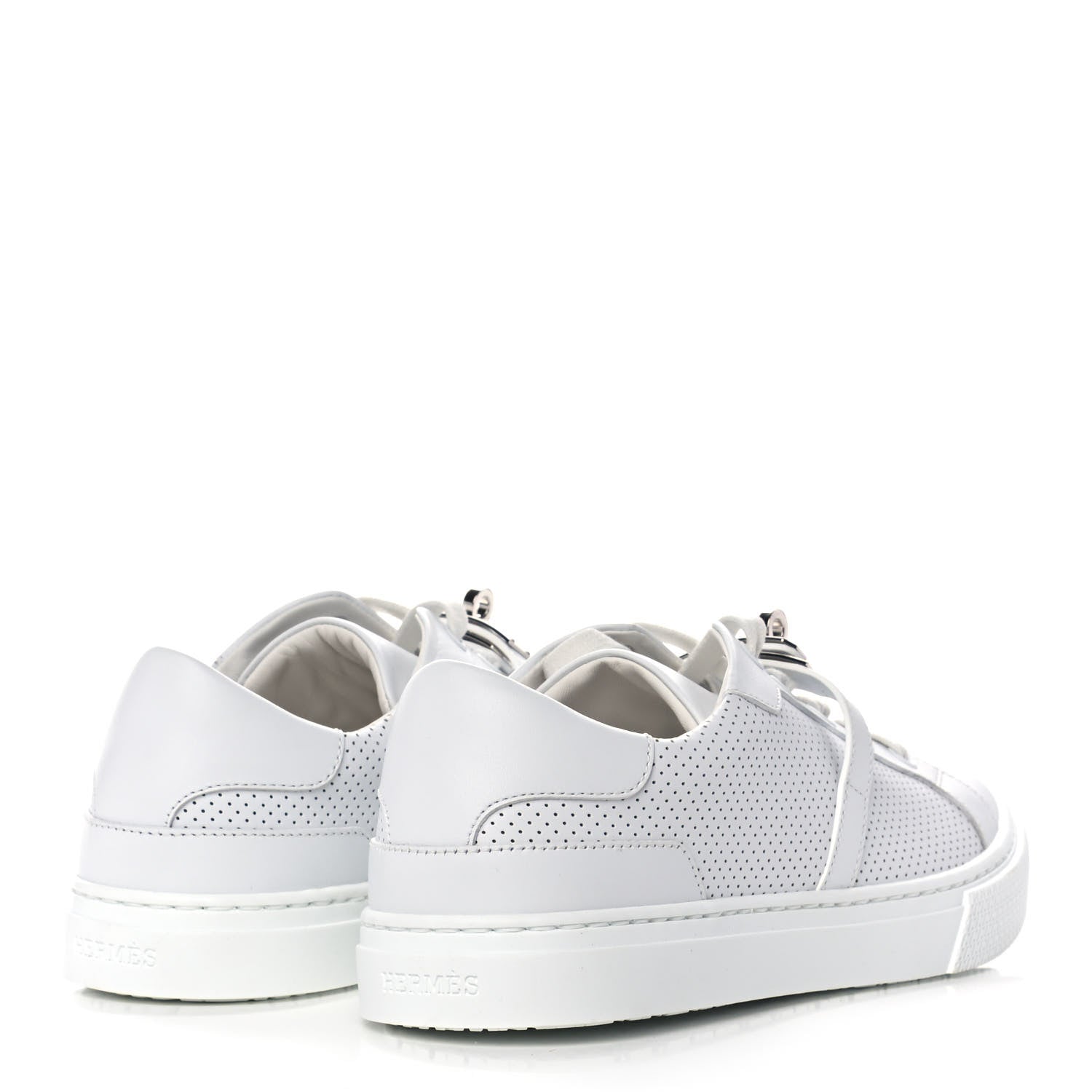 Hermes Calfskin Perforated Day Sneakers 37 White 4 of 9