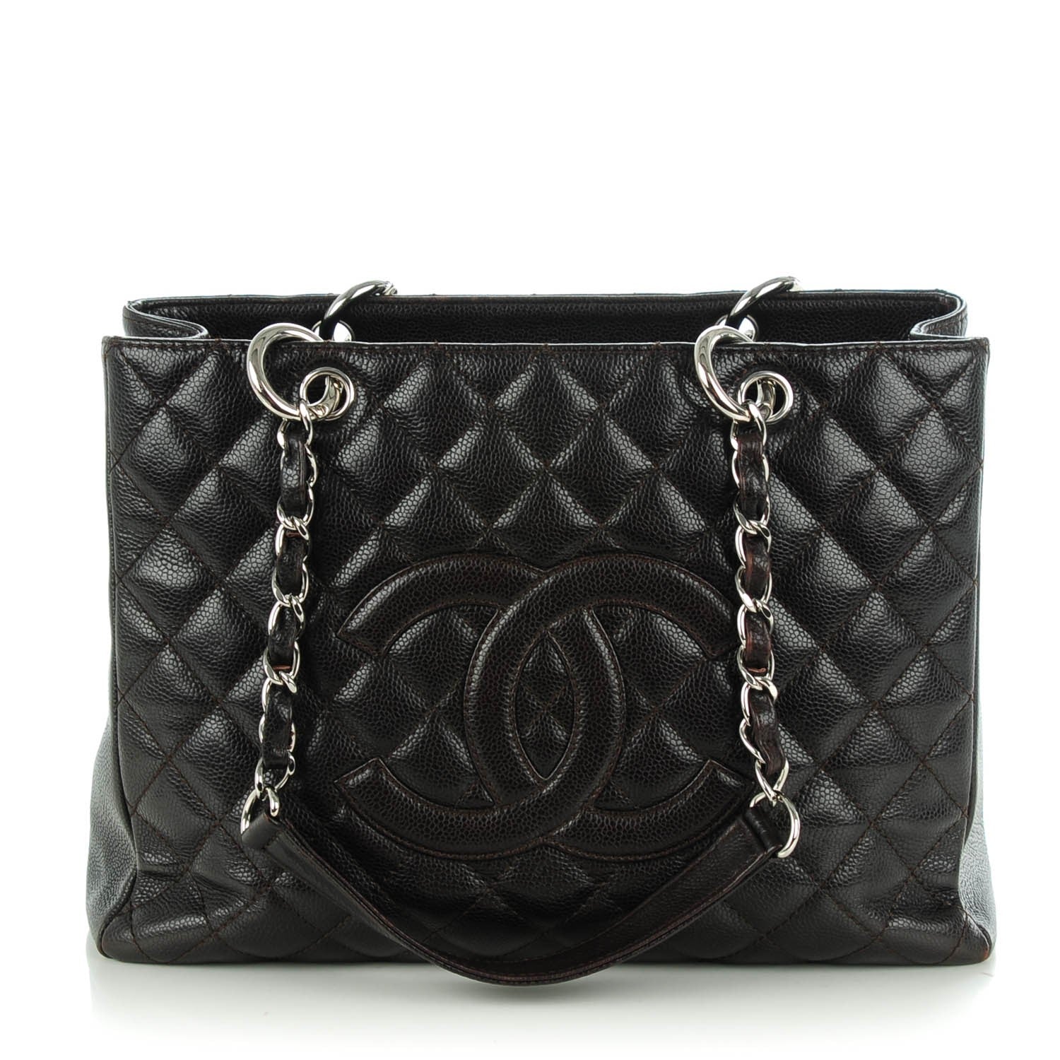 Chanel Caviar Quilted Grand Shopping Tote GST Dark Brown 1 of 7