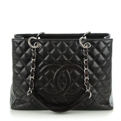 Chanel Caviar Quilted Grand Shopping Tote GST Dark Brown 1 of 7