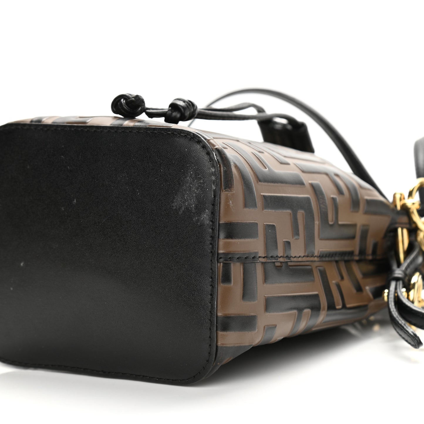 Vitello Liberty F is Fendi Bi-Color FF 1974 Embossed Mini Mon Tresor Bucket Bag Maya Black