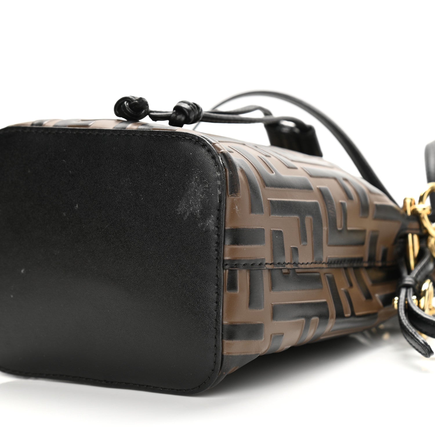 Fendi Vitello Liberty F is Fendi Bi-Color FF 1974 Embossed Mini Mon Tresor Bucket Bag Maya Black 10 of 14