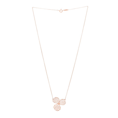 Tiffany 18K Rose Gold Diamond Large Paper Flowers Pave Pendant Necklace 3 of 5