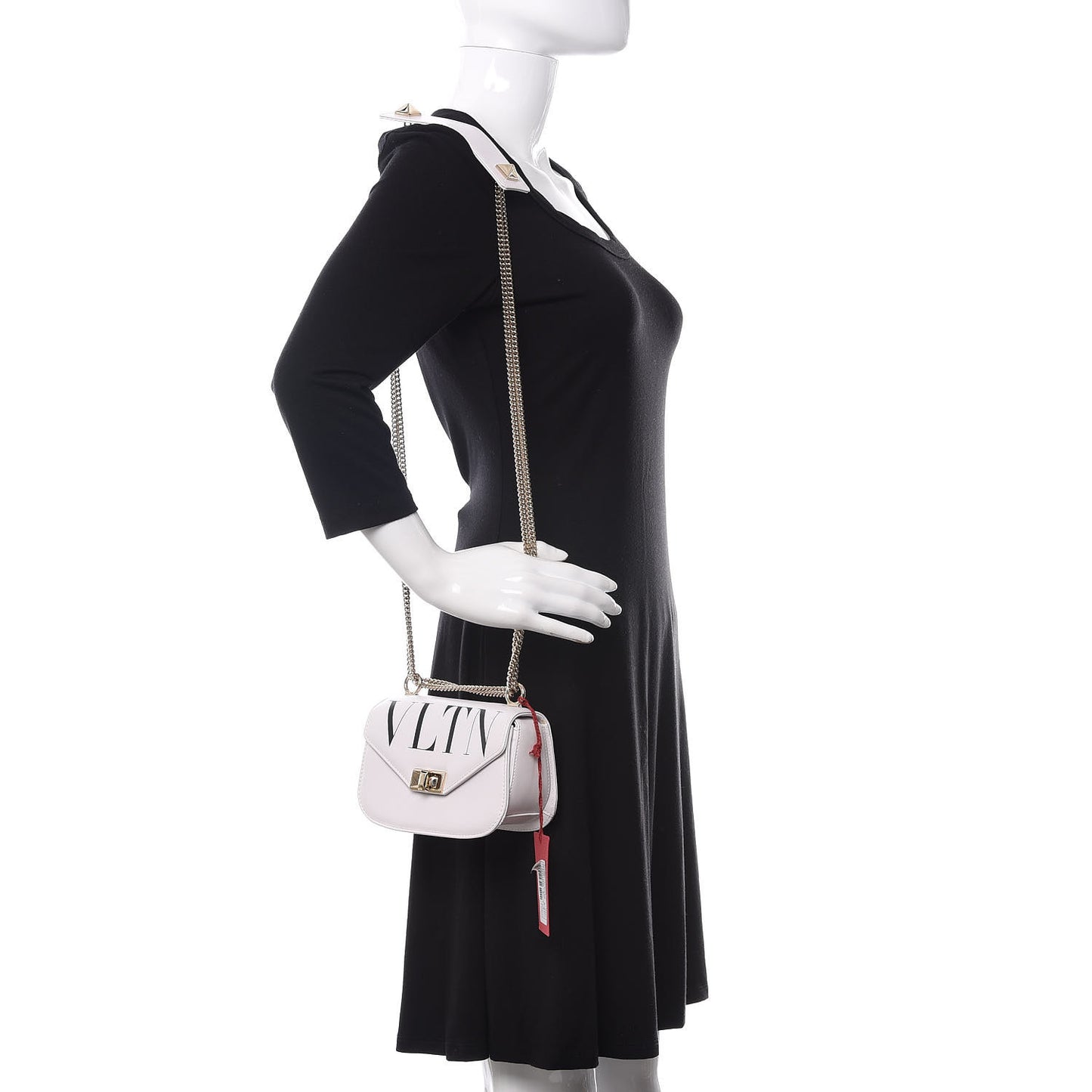 Calfskin VLTN Small Shoulder Bag White