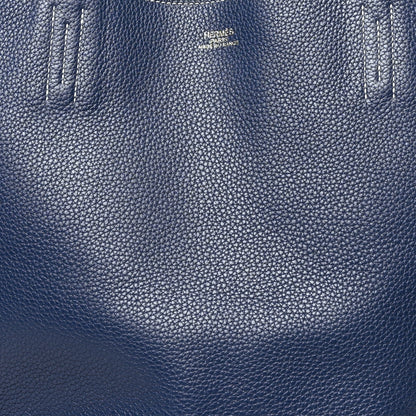Hermes Taurillon Clemence Double Sens 36 Reversible Tote Bleu Sapphire Bleu Izmir 6 of 14