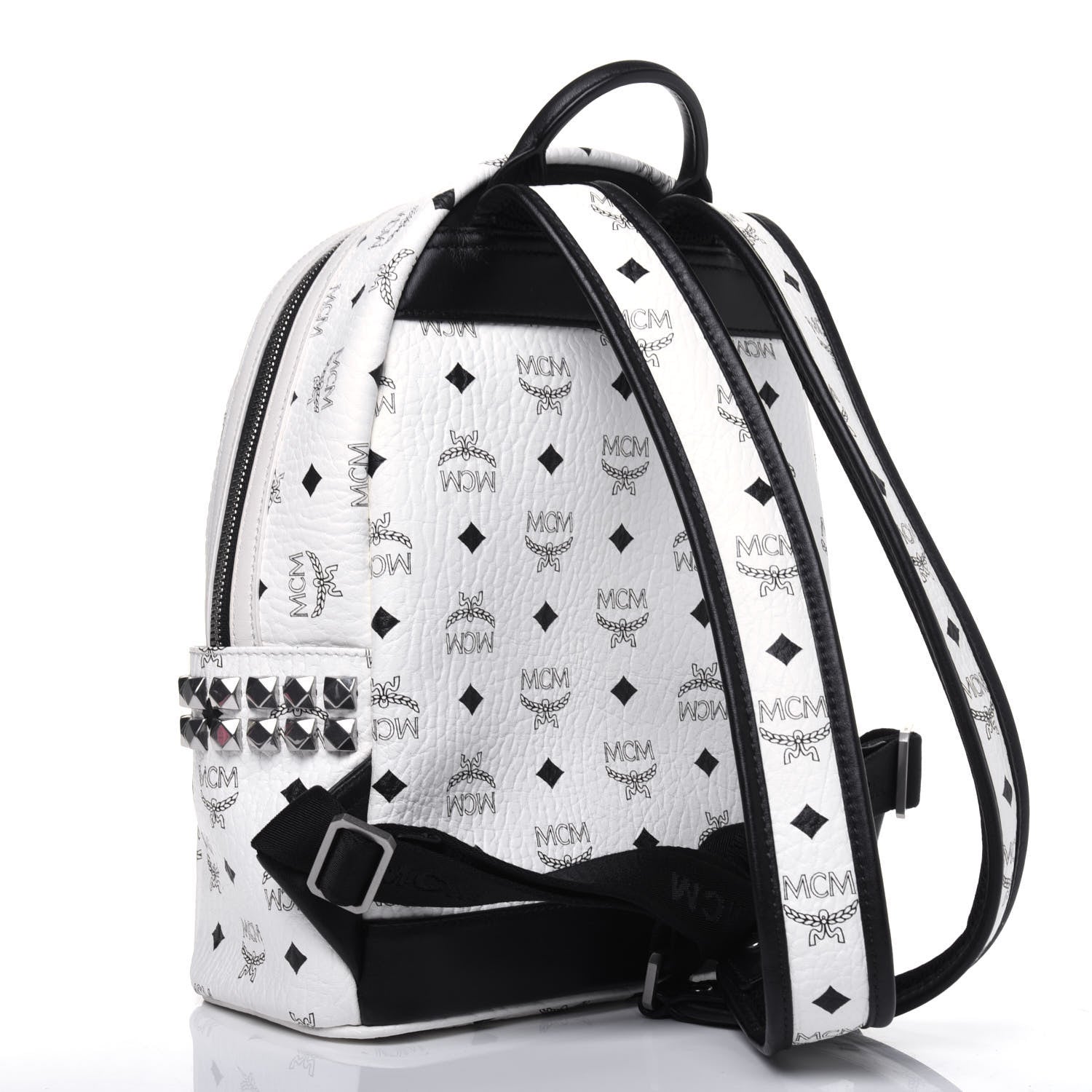 MCM Visetos Small Side Stud Stark Backpack White 2 of 19