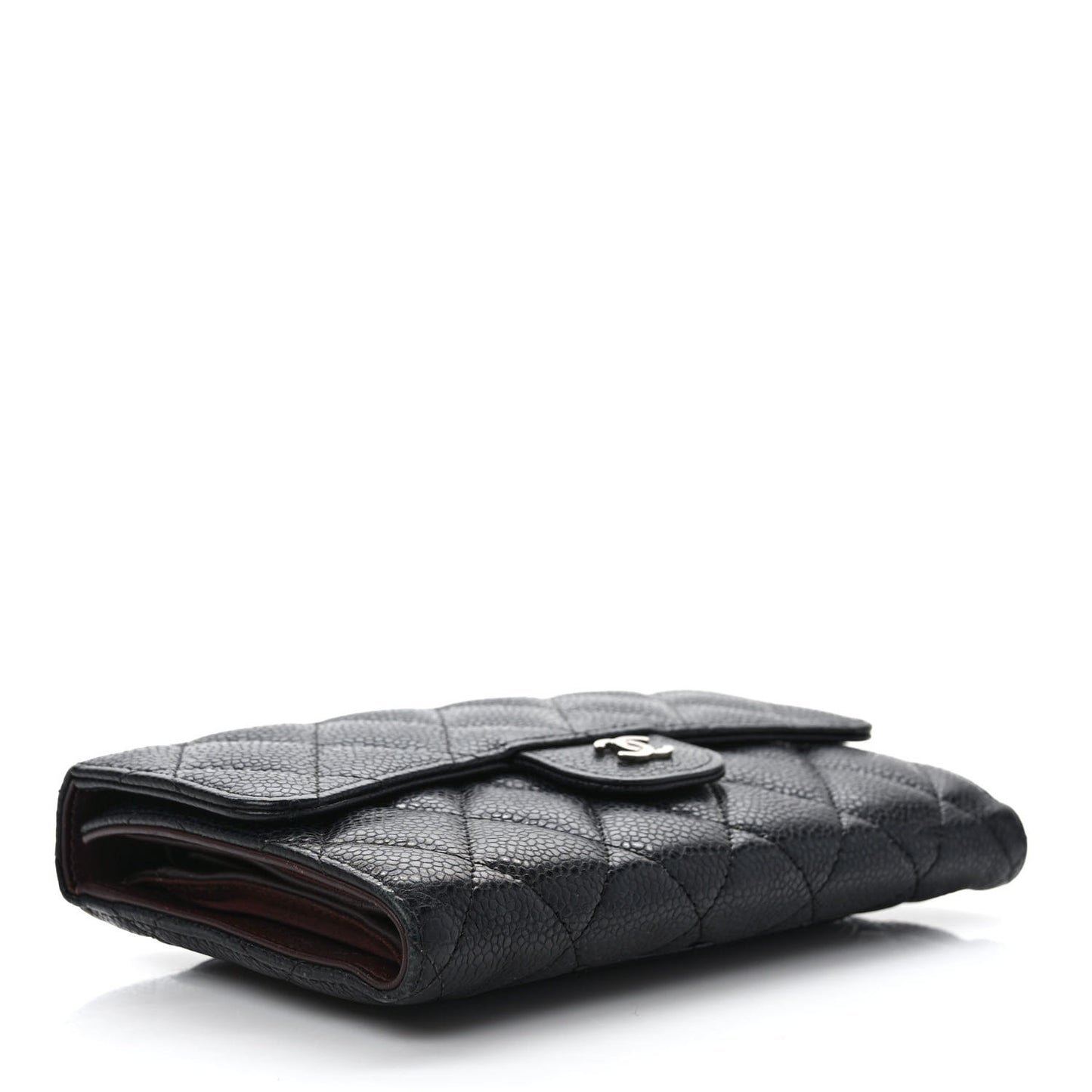 Caviar Quilted Large Flap Wallet Black