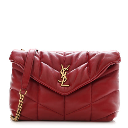 Saint Laurent Lambskin Quilted Toy Loulou Puffer Monogram Chain Satchel Red 1 of 13